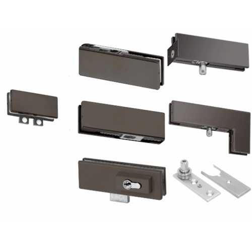 CR Laurence CRL PHE7LDU Black Bronze Anodized European Patch Door Kit For Double Doors For Use With Fixed Transom And One Sidelite - With Lock